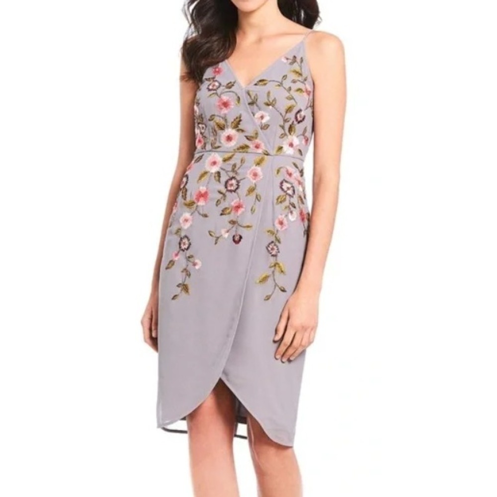 Gianni Bini Tulip Hem Mini Dress 4 Gray‎ Sleeveless Beads Cocktail Party Formal